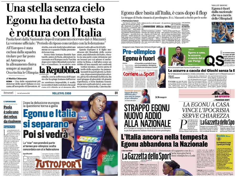 Verso Parigi 2024: Italia senza Egonu, la rassegna stampa