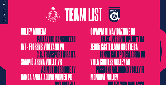 Le 16 società ammesse alla Serie A3 femminile 2026/27 Le 16 società ammesse alla Serie A3 femminile 2026/27