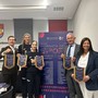 Il sindaco Alessandro Basso, l’assessore allo Sport Elena Ceolin per il Comune di Pordenone e, per Prosecco DOC Imoco Volley, il presidente Piero Garbellotto e le atlete Cristina Chirichella e Serena Scognamillo