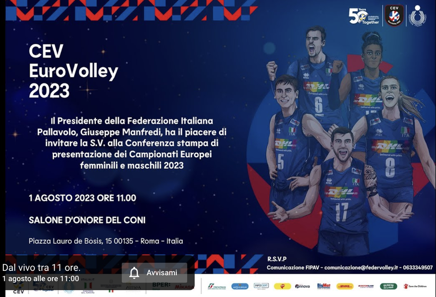 Europei 2023: Dalle ore 11 la conferenza stampa in diretta